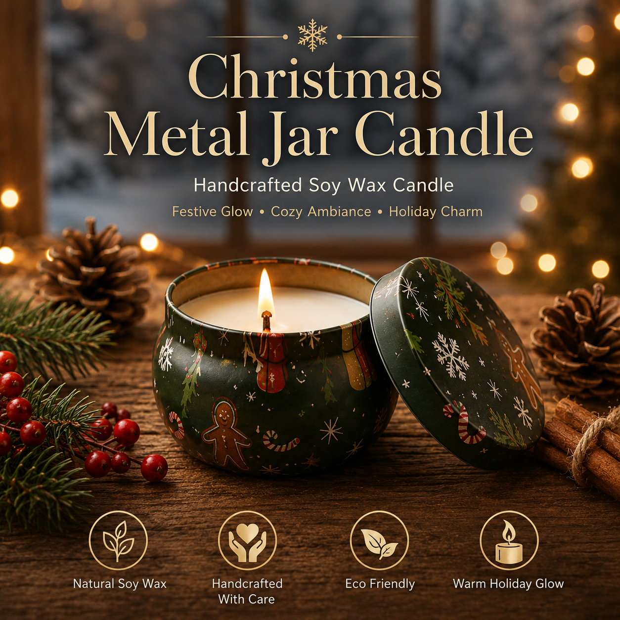 Christmas Metal Jar Candle