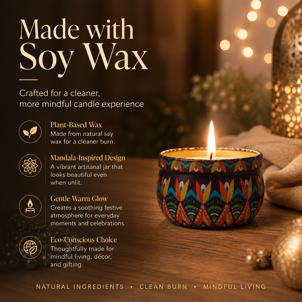Mandala Metal Jar Candle