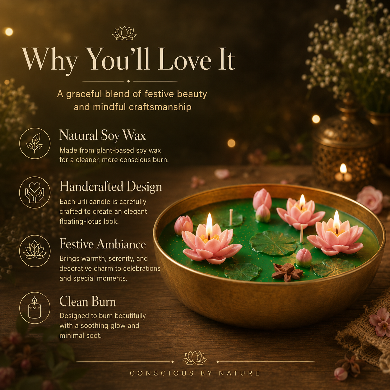 Lotus Pond Urli Candle