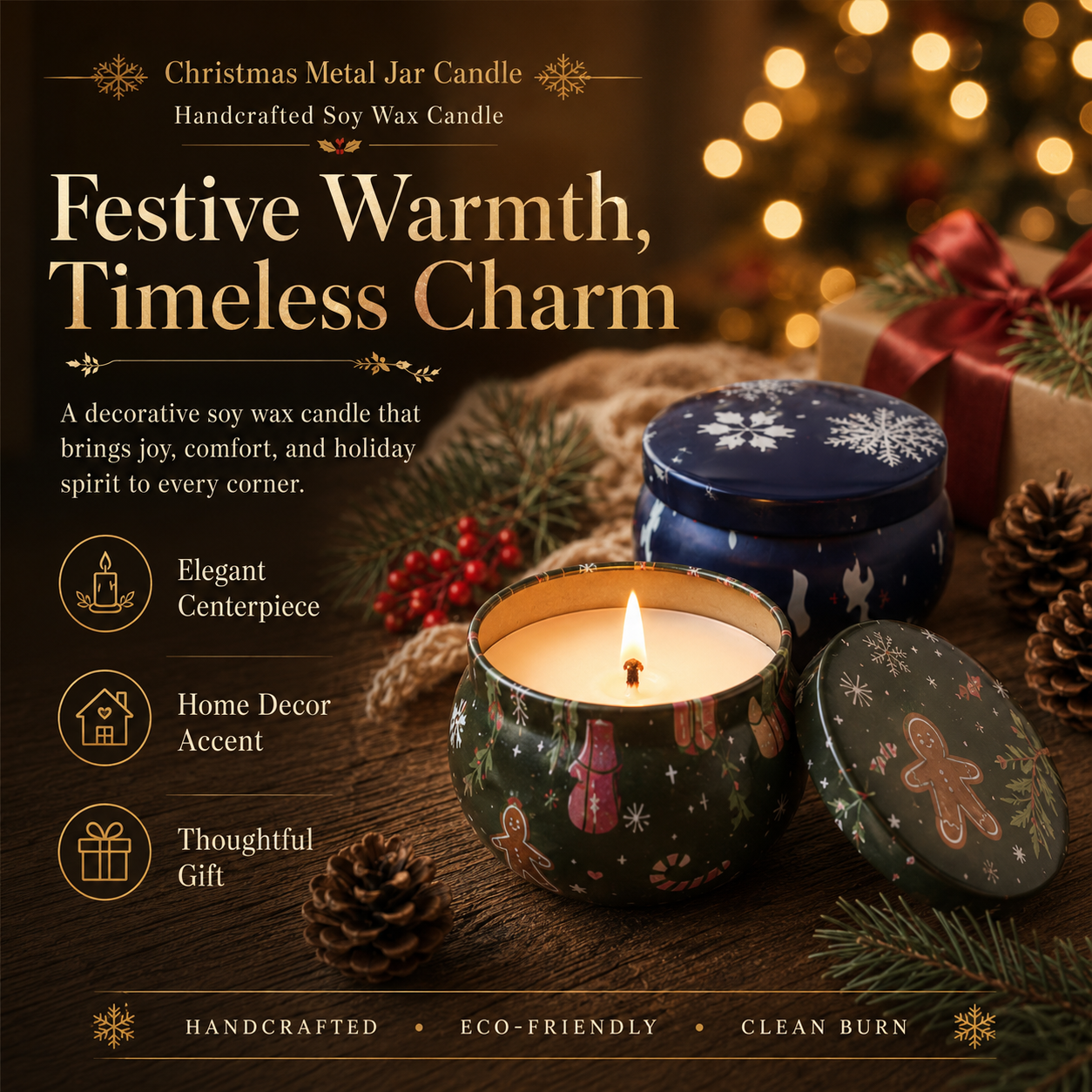 Christmas Metal Jar Candle