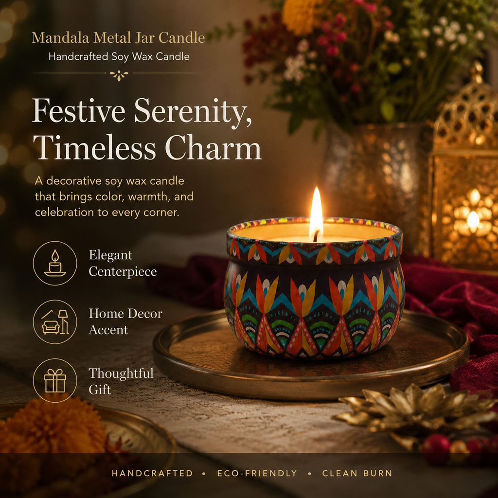 Mandala Metal Jar Candle